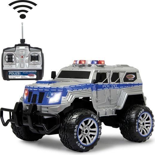 Jamara Polizei-gepanzerter Monstertruck mit Fernsteuerung 1:12 27 MHz mit LED, Akku und Ladegerät