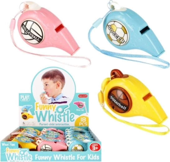 Kinderpfeife mit Sportball-Motiv – 3 Farben