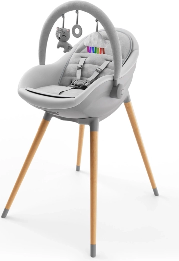 Kinderkraft FINI UP 3-in-1 Hochstuhl und Liegesitz, grau