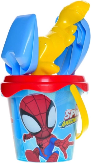 Sandset Spider-Man mit transparentem Eimer, Sieb und Werkzeugen