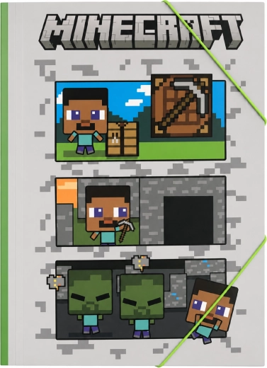 Minecraft Heftmappe A4 mit Gummiband, grau