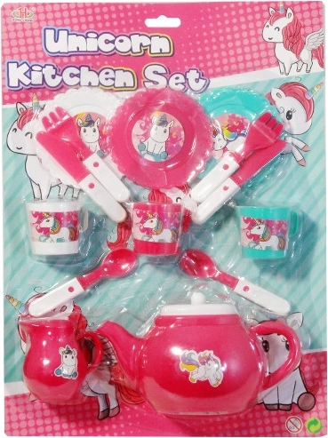 Kinder-Set aus Kunststoffgeschirr mit Einhorn – 1 Stück