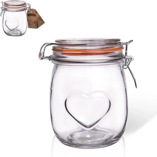 Glasdose mit Clipverschluss Bela Herz 0,75 l