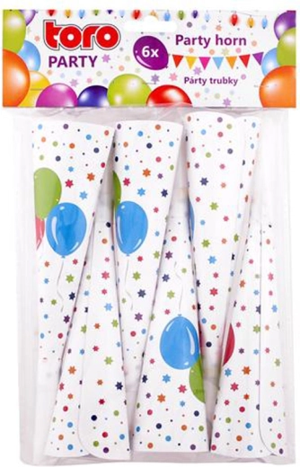 Papier-Partypfeifen 19 cm, 6 Stk.