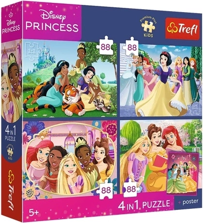 Trefl Disney Princess 4in1 Puzzle Romantické princezny 4×88 Teile