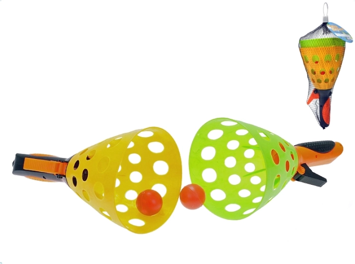 Catchball-Set 25 cm – 2 Körbchen und Bälle im Netz