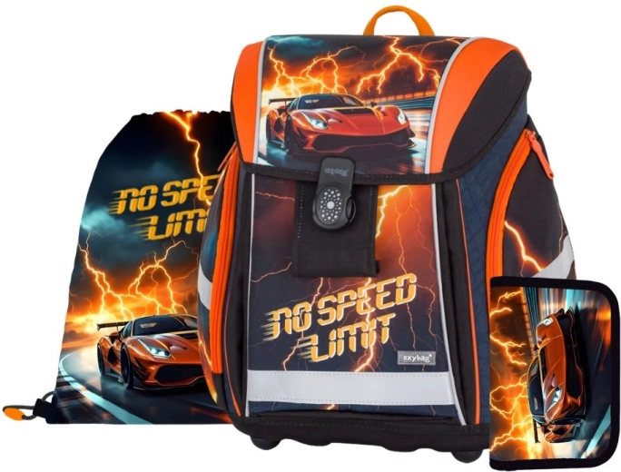 Schulset Oxybag Premium Light Auto – Rucksack, Turnbeutel und Federmäppchen