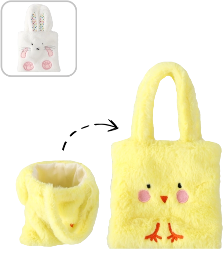 Plüsch-Ostertasche Küken oder Häschen 16 × 16 cm