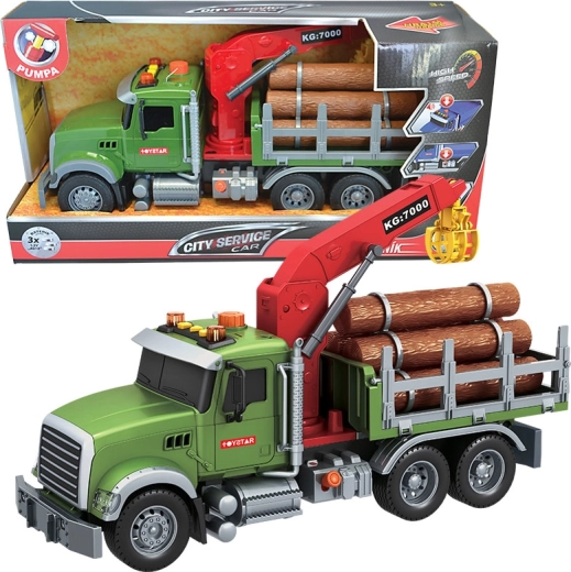 Holztransport-Lkw 1:12 mit Licht und Sound CITY SERVICE CAR