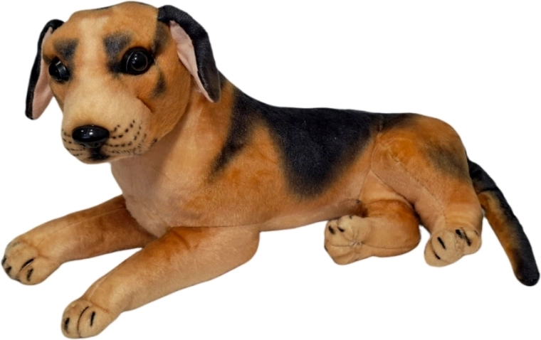Plüschhund in braun-schwarzer Ausführung