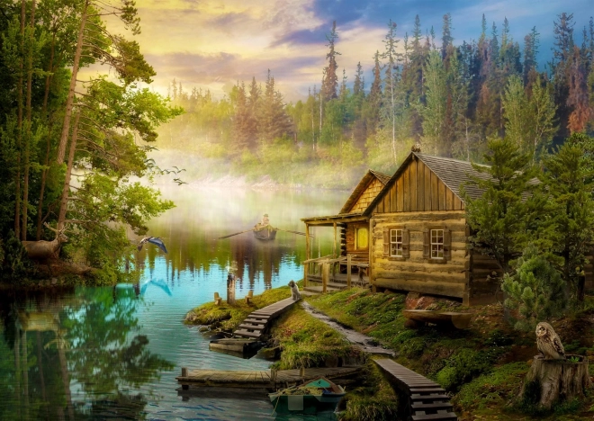 Enjoy Puzzle Blockhütte am Fluss – 1000 Teile