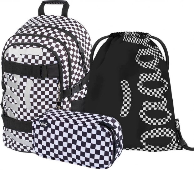 Baagl Schulset Skate Ska – Rucksack, Federmäppchen und Beutel