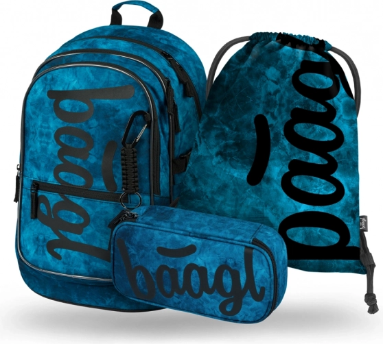 Baagl Schulset Core Ocean – Rucksack, Federmäppchen und Beutel