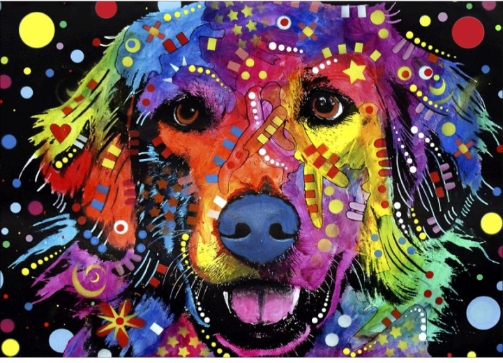 Diamantmalerei (Diamond Painting) – abstrakter Hund 40 × 30 cm - 1 Stück