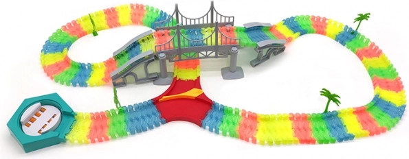 Leuchtende flexible Autorennbahn mit 192 Teilen und LED-Auto