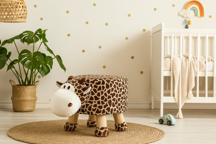 Kinder-Plüschhocker in Giraffenform 28 × 25 cm