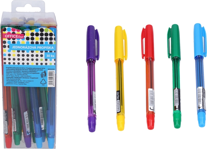 Einweg-Kugelschreiber mit blauer Mine, 30 Stück im Box