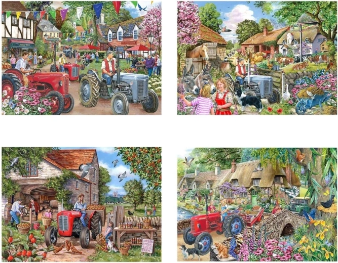Puzzle Ein Tag auf dem Bauernhof – 4 × 250 große Teile
