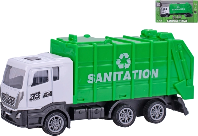 Metall-Müllwagen 12 cm mit Rückzug