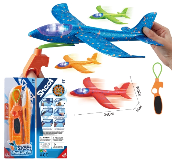 Abschuss-Flugzeug mit LED-Lichtern 34 cm