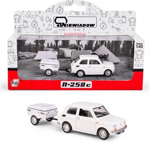 Fiat 126p mit Niewiadów N250C Anhänger – weißes Modell
