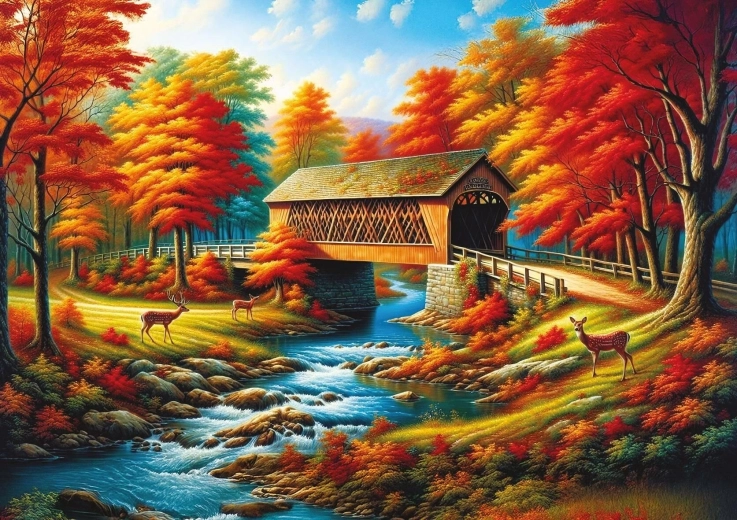 Puzzle Brücke gesäumt von Bäumen 500 Teile ART PUZZLE