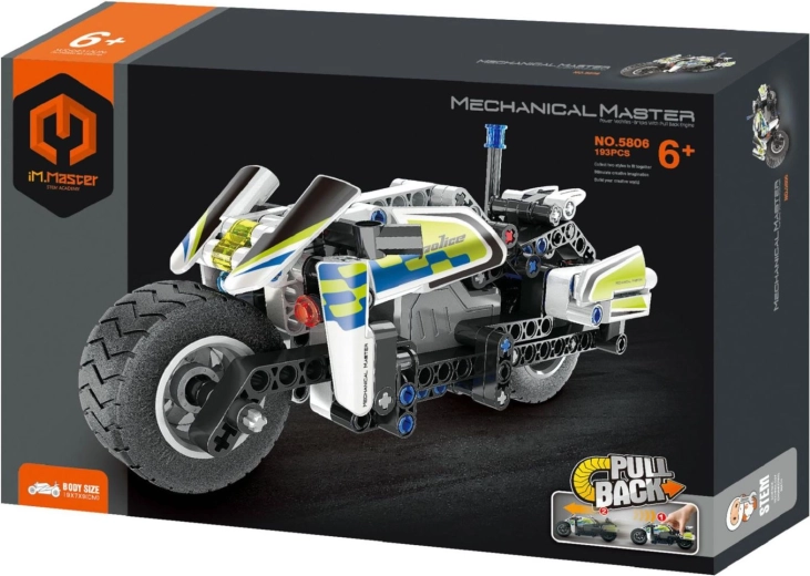 Mechanical Master Bausatz Polizeimotorrad mit Rückziehmotor, 193 Teile