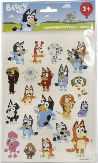Bluey abwaschbare Kindertattoos – Set mit 40 Stück