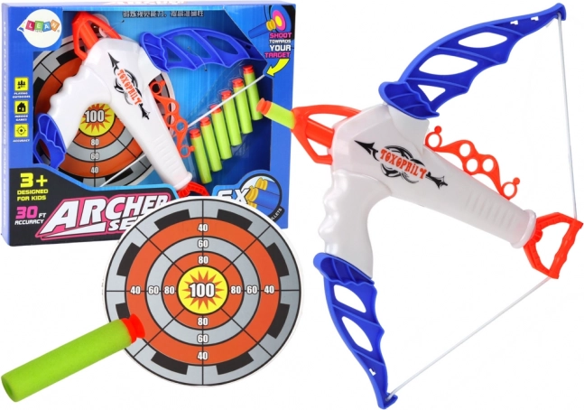 Bogen mit Zielscheibe für Schaumstoffpfeile mit Saugnapf, 6 Stk.