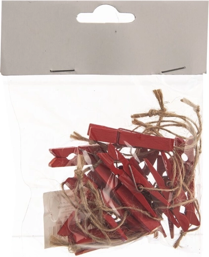 Rote Holz-Wäscheklammern mit Feder (12 Stk.)