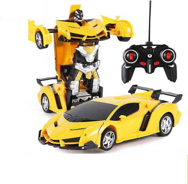 2-in-1 Auto-Roboter mit Fernsteuerung, LED, Sounds und Drift – gelb