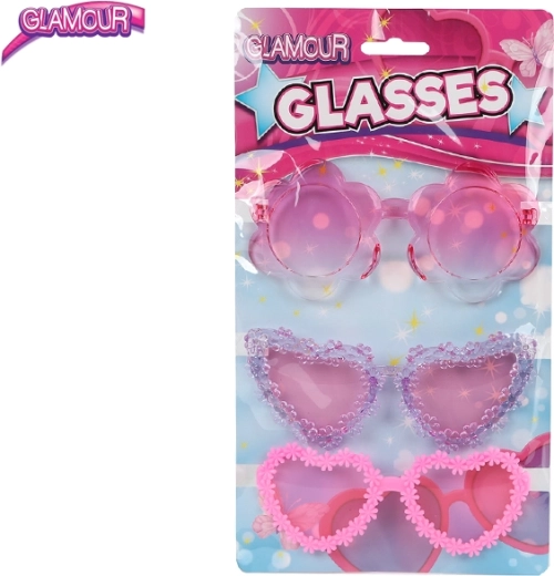 Glamour rosa Kinderbrillen – Set mit 3 Stück