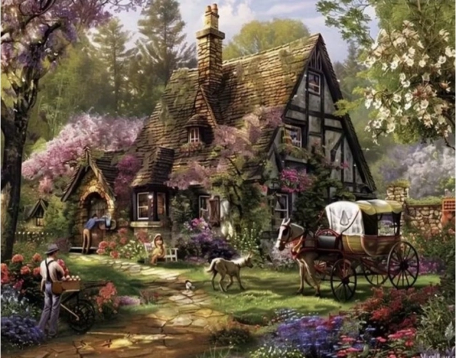 Diamantmalerei – Landhaus 30 × 40 cm