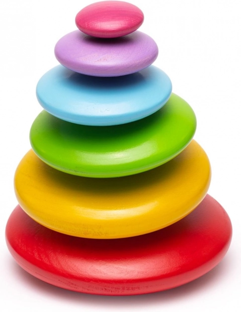 Ausbalancierte bunte Holz-Kieselsteine