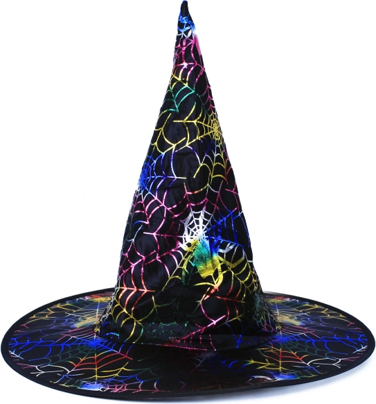 Hexenhut mit bunten Spinnennetzen für Erwachsene