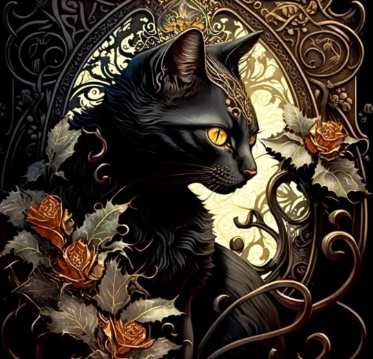Diamantmalerei Schwarze Katze 30 × 40 cm