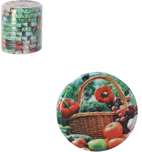 Set Deckel für Einmachgläser 82 mm mit Gemüsemotiv, 10 Stück