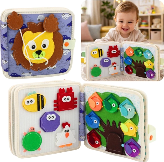 Sensorisches Filzbuch Dschungel – Löwe, Montessori-Aktivitätsbuch für Kinder