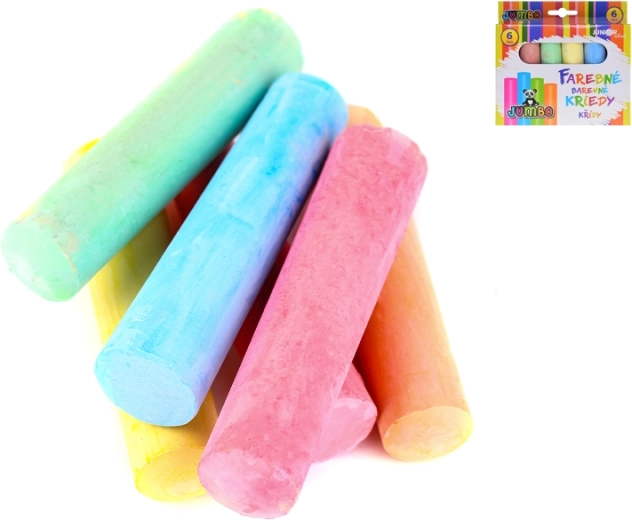 Bunte Jumbo-Kreiden für Kinder 10 cm (Set mit 6 Stück)