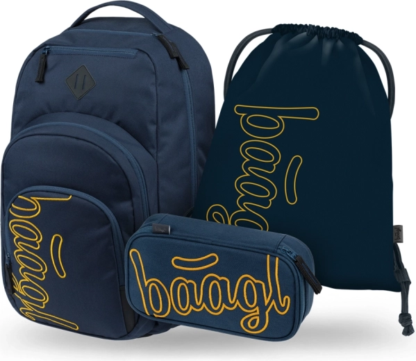 Baagl Set 3 Coolmate Lux: Schulrucksack, Federmäppchen und Beutel