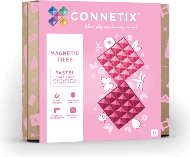 Magnetische Bauplatten Pastellrosa & Beere, 2 Stück