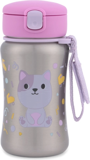 Skip Hop Edelstahl-Trinkflasche mit Strohhalm Besties Squad Kätzchen