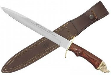 Muela Alcaraz Jagdmesser mit Geweihgriff und Lederscheide, 26 cm