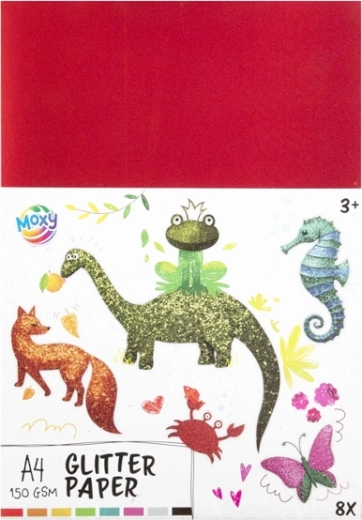 Glitzer-Farbpapier A4, 8 Bögen