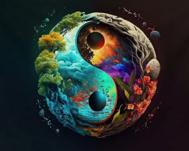 Diamantmalerei Yin und Yang Erde 30 × 40 cm