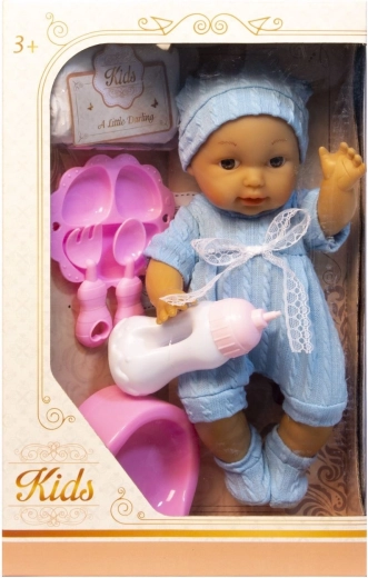 Baby-Puppe mit Zubehör – trinkt und macht Pipi – 1 Stück