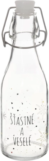 Glasflasche mit Metall-Bügelverschluss „Schneeflocke“ 0,16 l