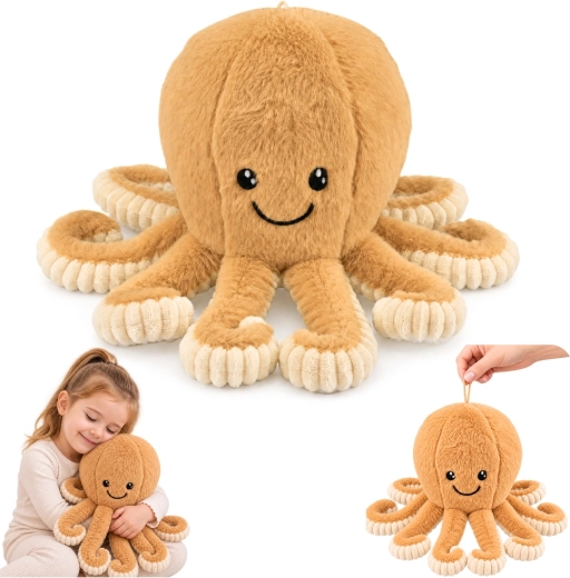 Plüsch-Oktopus – Kuscheltier mit elastischen Tentakeln, beige 50 cm - 1 Stück