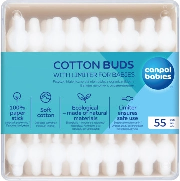 Canpol babies Wattestäbchen mit Begrenzung, Papier, 56 Stk.