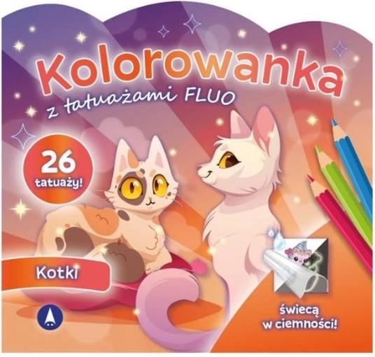 Fluo-Malbuch mit Katzen-Tattoos